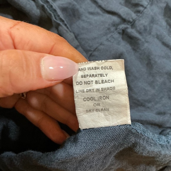 Francesca Bettini 100% Linen Short Sleeve Top Navy Blue Size L Made in Italy - Picture 3 of 5